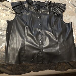 Black Sleeveless Leather Top